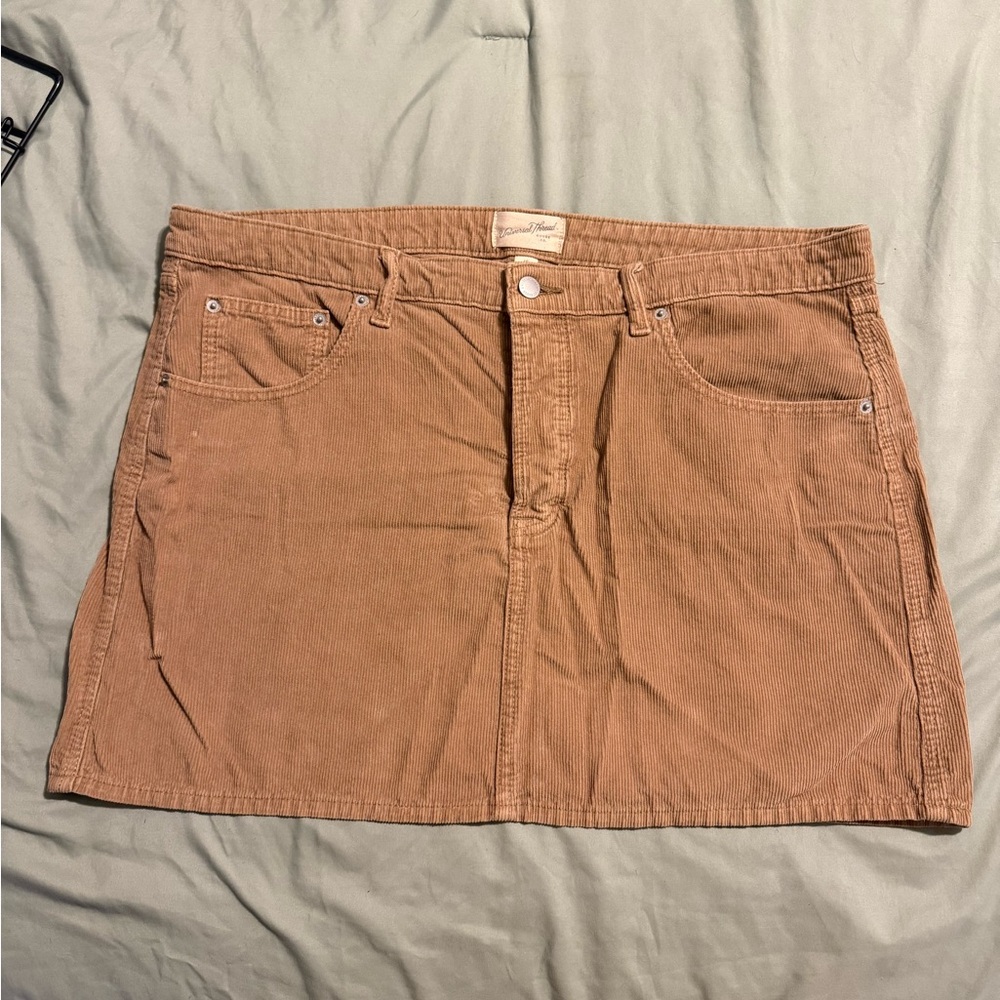 Tan Corduroy Mini Skirt